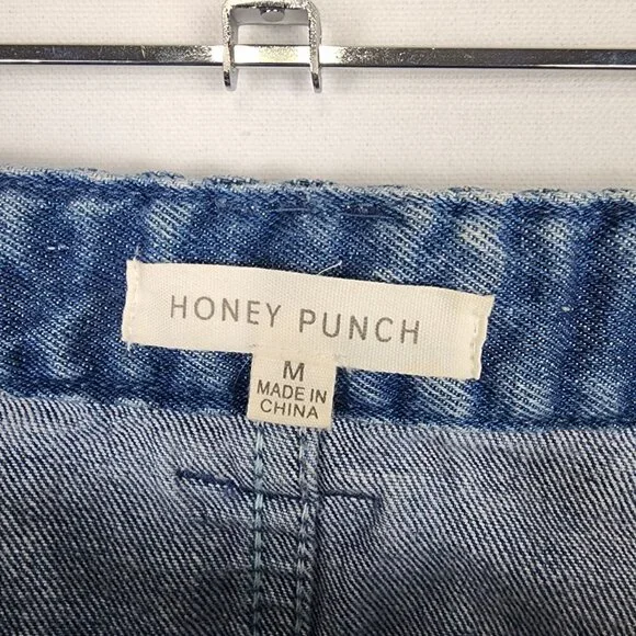 Honey Punch Button Up Braided Waistband Denim Skirt M - Picture 7 of 8